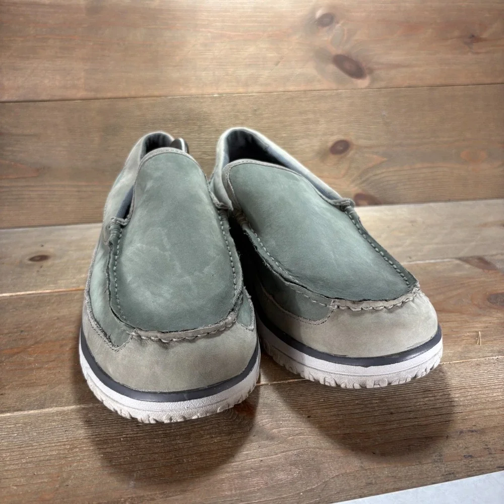 LL Bean All Week Mens size 11 shoes Green Nubuck Leather Loafers slippers